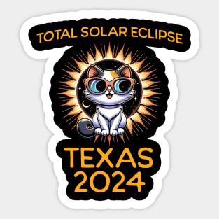 Funny Cat Sunglasses Total Solar Eclipse April 2024 Texas Sticker